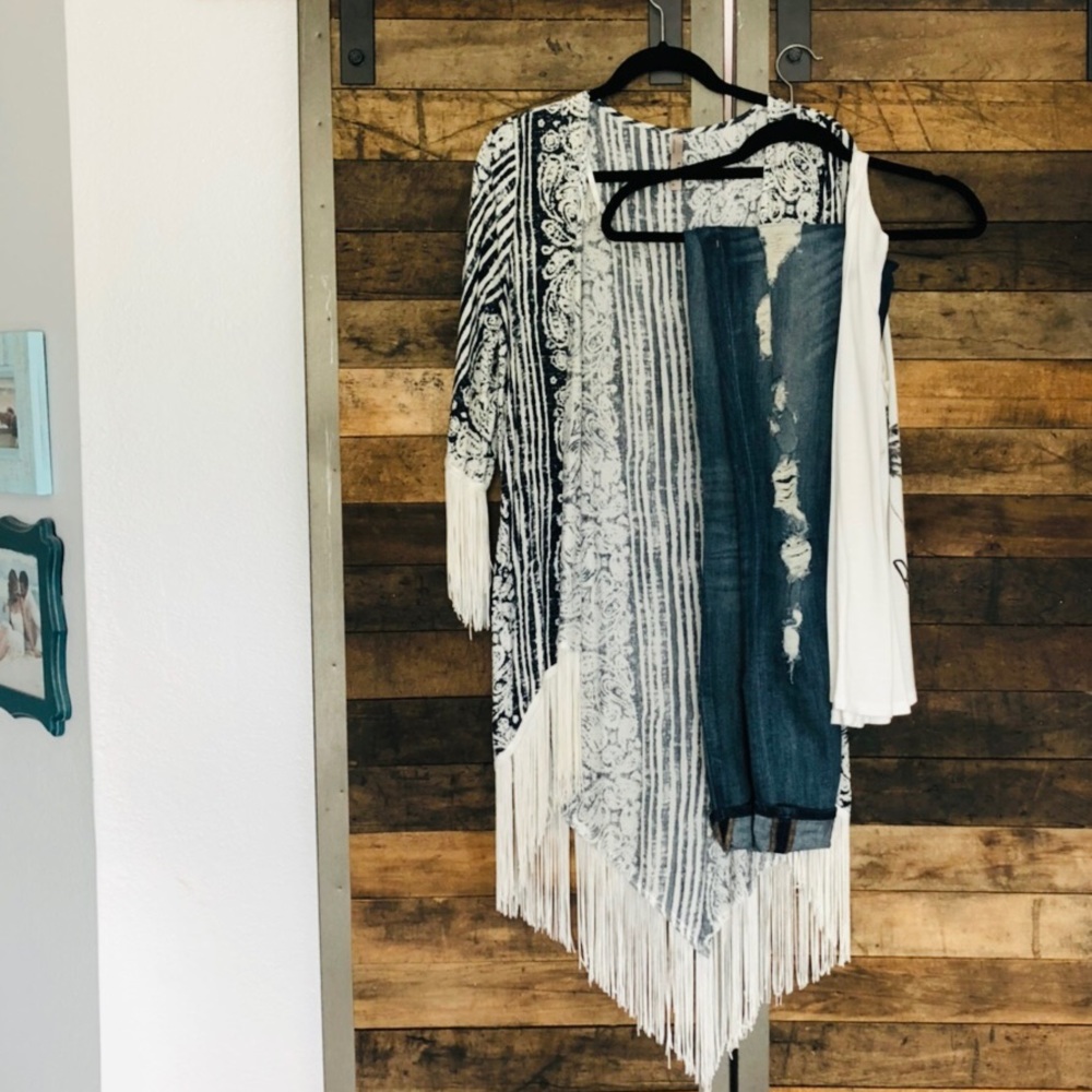 LF Laguna Kimono Navy/Cream Bohemian Festival Swim